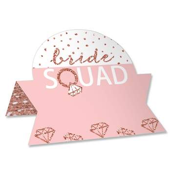 Big Dot of Happiness Bride Squad - Rose Gold Bridal Shower or Bachelorette Party Tent Buffet Card - Table Setting Name Place Cards - Set of 24