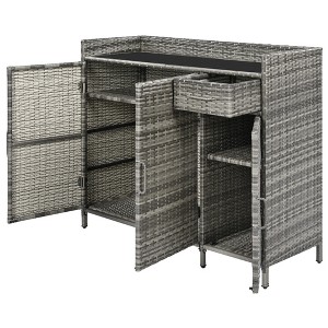 Fontoi Utility Storage Bins, Wicker Storage Cabinet with Glass Desktop and Adjustable Shelves for Outdoor Cushions, Gray, 47.5"*15.8"*39.5" - 1 of 4