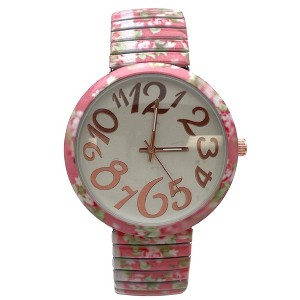 Olivia Pratt Big Dial Easy Reader Watch Floral Elastic Stretch Band Wristwatch Women Watch - 1 of 3