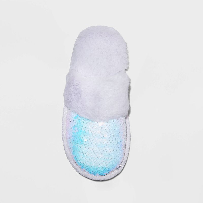 Girls' Zoie Flip Sequin Scuff Slippers - art class™ Blue, 4 of 6