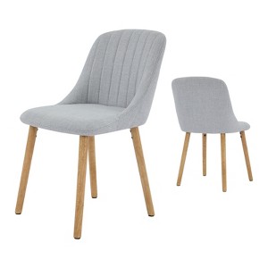 Mid-Century Modern Upholstered Decorative Chairs with High Back and Wooden Legs for Living Room, Bedroom, Home Office, Beige - 1 of 4