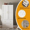 PAKASEPT White Modern Armoire Wardrobe Closet with 2 Woven Doors, Hanging Rod & Drawers, Wooden Armoire Wardrobe for Bedroom - 3 of 4