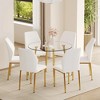 7-Piece Dining Set with Glass Table and 6 PU Armless Chairs - 3 of 4