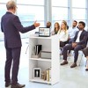 Costway 41" Presentation Podium with 2 Storage Shelves Laptop Computer Cart 4 Casters Black/White - 2 of 4