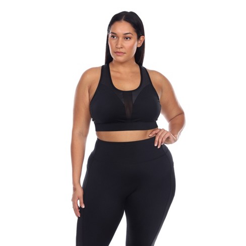 Plus Size Racer Back Sports Bra Black 1X - White Mark