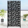 Pexfix 72 x 35 Inch Metal Privacy Screen Freestanding Outdoor Divider Panel For Patio Deck Balcony Heavy Duty Base Weatherproof Black Wide Side Street - 2 of 4