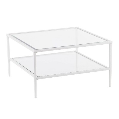 Emerson Square Metal/Glass Open Shelf Cocktail Table White - Aiden Lane