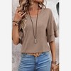 Amaryllis Women’s V-Neck Short Sleeve Blouse with Layered Ruffle Sleeves Relaxed Fit - 2 of 4