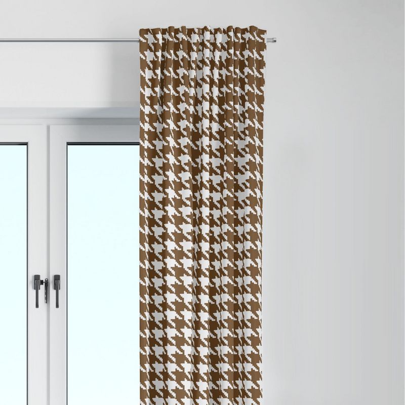 Bacati - Houndstooth Chocolate Cotton Printed Single Window Curtain Panel, 1 of 5