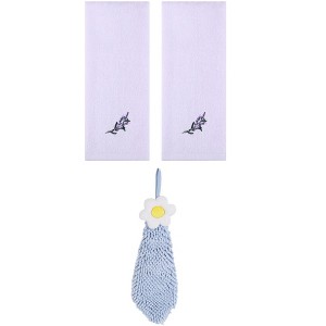 REGALWOVEN 3 Pcs Bathroom Home Decor Cotton Soft Absorbent Floral Hand Towel - 1 of 4