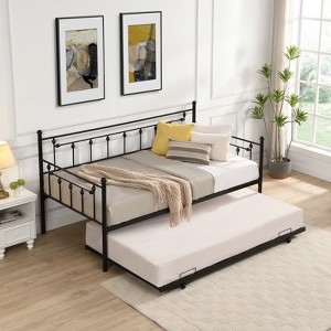 Garvee 2 in 1 Sofa Bed Frame, Convertible Modern Twin Size Metal Daybed Pull Out Trundle Sofa Bed, for Bedroom Living Room Guest Room - 1 of 4