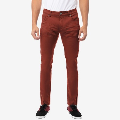 X Ray Men's Slim Fit Stretch Commuter Colored Pants In Brick Size