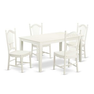 HomeStock 5-Pc Linen White Finish Solid Wood Top - Dining Room Set - Seats 4 - 1 of 4