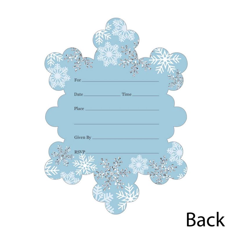 Big Dot of Happiness Winter Wonderland - Shaped Fill-in Invites - Snowflake Holiday Party and Winter Wedding Invites Cards with Envelopes - Set of 12, 3 of 7