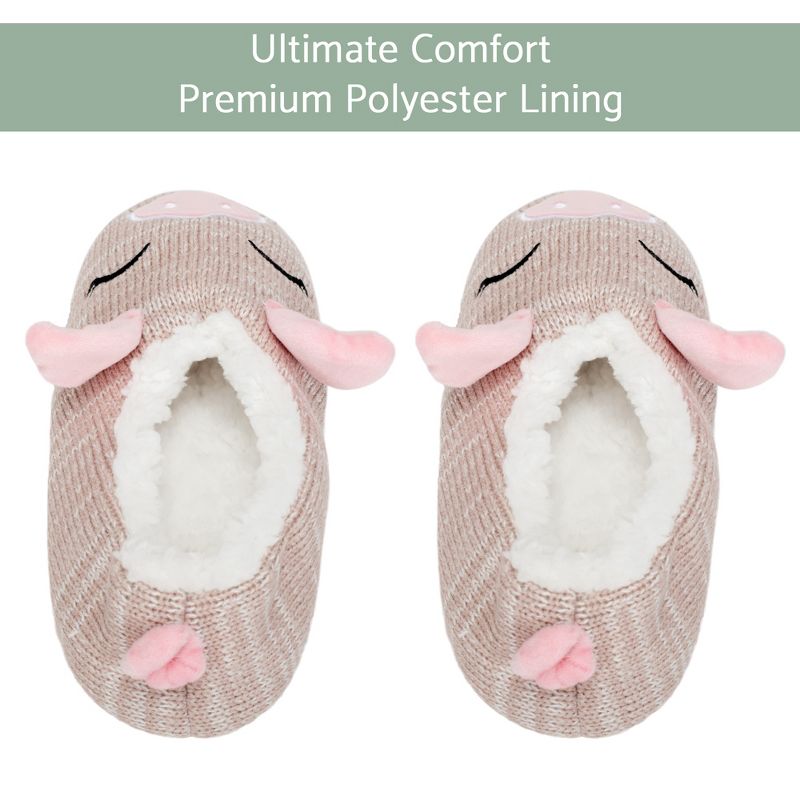 Pink Pig Womens Animal Cozy Indoor Plush Lined Non Slip Fuzzy Soft Slipper - Large, 2 of 7