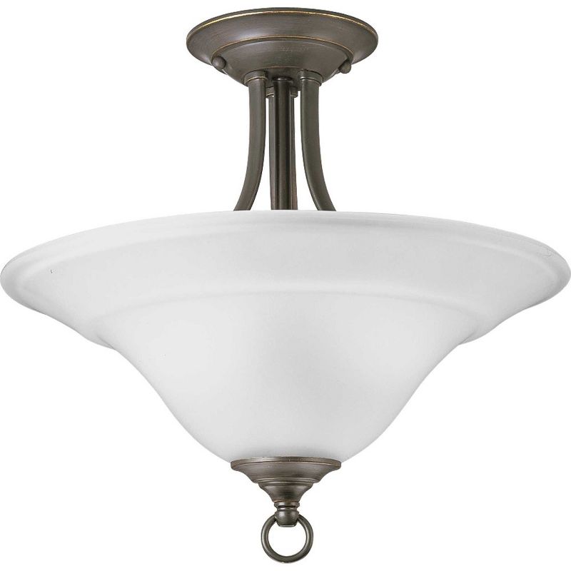 Progress Lighting Trinity Collection, 2-Light Semi-Flush Ceiling Fixture, Antique Bronze, Etched Glass Shade, 2 of 3