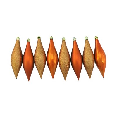 Northlight 8ct Burnt Orange Shatterproof Finial Drop Christmas Ornaments 5.5"