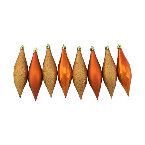 Northlight 8ct Burnt Orange 4-Finish Shatterproof Finial Drop Christmas Ornaments 5.5" - 1 of 1