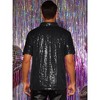 INSPIRE CHIC Men's Short Sleeves Club Party Shiny Sequin Polo Shirts - 3 of 4