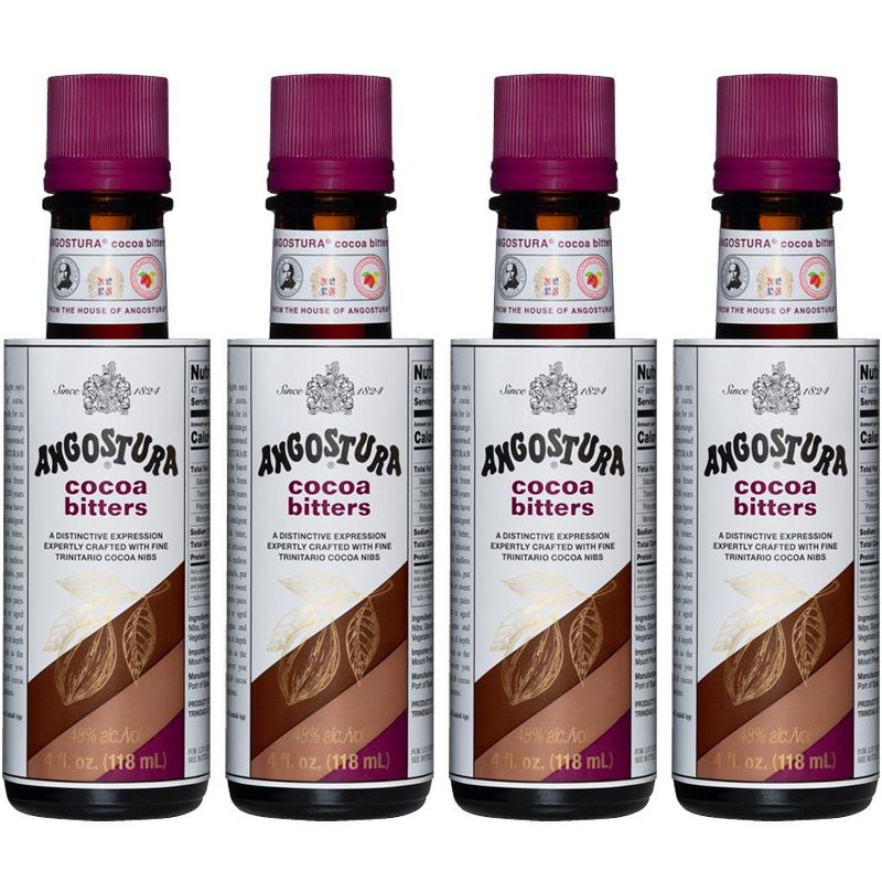 Angostura 4 Pack Cocoa Bitters - 4 FL OZ, Premium Cocktail Bitters for Home and Professional Mixologists, Kosher Certified, Sodium-Free Flavor, 1 of 2