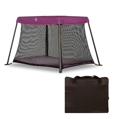 MYKKO Nest Portable Playard in Grey with Carrybag an Shoulder Strap, Lightweight, Packable and Easy Setup Baby Playard
