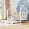 Solid Wooden Twin Size House Bed With Trundle, Storage Shelves, Kids Bed, No Box Spring Needed - 2 of 4
