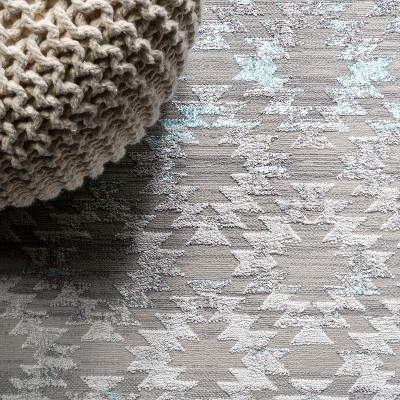 Gray and Turquoise Trellis 8' x 10' Synthetic Area Rug