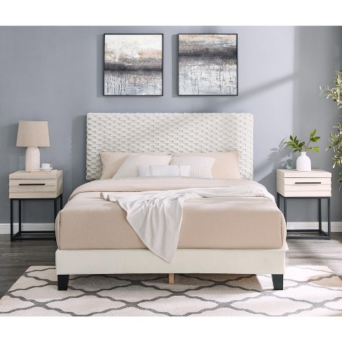 Roundhill Furniture Findlay 3-Piece Bedroom Set, Plush 3D Upholstered Bed with Two Nightstands - image 1 of 4