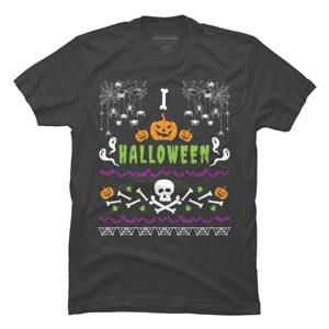Men's Design By Humans Halloween Lover Ugly Sweater By machmigo T-Shirt - 1 of 4