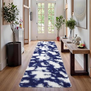 Modern Abstract Runner Rug,Washable High-Pile Non-Slip Shaggy Accent Carpet, No-Shedding Indoor Floor Cover for Hallway,Living Room, Patio - 1 of 4