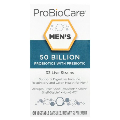 ProBioCare Men's Probiotics with Prebiotic, 50 Billion, 60 Vegetable Capsules