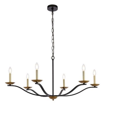 Elegant Lighting Trey 42 inch pendant in black and brass