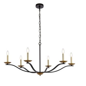 Elegant Lighting Trey 42 inch pendant in black and brass - 1 of 4