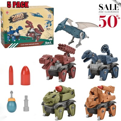 Acoinel 5 Pack Take Apart Dinosaur Toys, STEM Construction Building Kids Toys, Children's Day Gifts, Age 3+