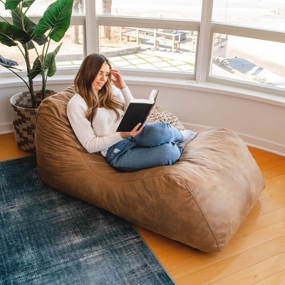 Vintage Brown Vegan Suede Ergonomic Lounger with Removable Cover