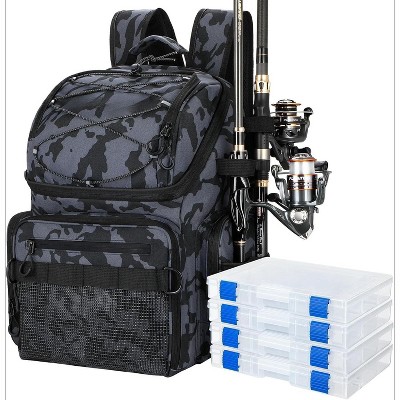 Cooler Fishing Backpack with Rod Holders 45L Large Water-resistant Fishing Tackle bag Store Fishing