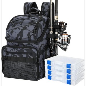 Cooler Fishing Backpack with Rod Holders 45L Large Water-resistant Fishing Tackle bag Store Fishing - 1 of 4