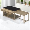 Extendable Kitchen Island with Hidden Pull-Out Counter,  Outlets, USB Ports, Drawers, Open Shelves, Retro Wood Kitchen Cart for Meal Prep, Dining Room - 3 of 4