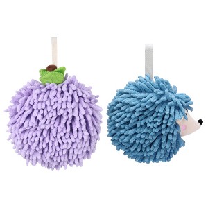 REGALWOVEN 2 Pcs Comfortable Soft Absorbent Chenille Ball Fuzzy Hand Towel for Home Decor - 1 of 4