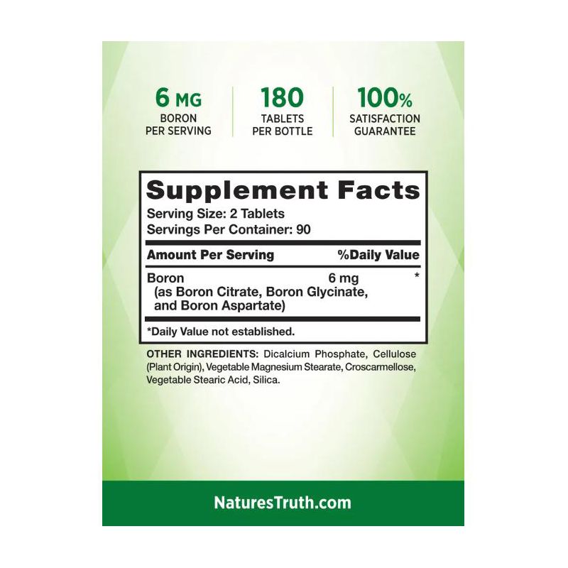 Nature's Truth Triple Action Boron Complex 6mg | 180 Tablets, 3 of 4