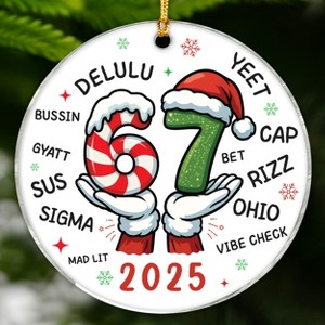 Funny 67 Christmas Ornament 2025, Six Seven Teen Slang Xmas Ornaments 2025, 67 Ornament - 1 of 4