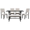 NicBex Dining Table Set for 6 Retro Rectangular Dining Room Table and Chairs with Bench for Kitchen - 4 of 4