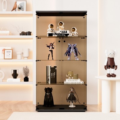 VYNXARIA Tawny Glass Display Cabinet - Elegant 2-Door Curio Bookshelf for Home & Office