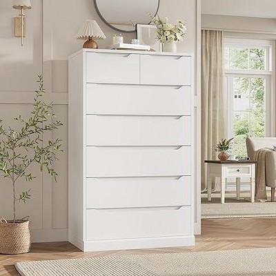 SweDrea White 51" Tall 7 Drawers Dresser