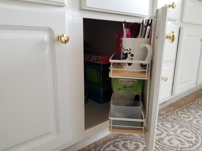 Over the Cabinet Tiered Shelves with Wood Matte White - Brightroom™