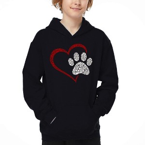 LA Pop Art Paw Heart - Boy's Word Art Hooded Sweatshirt - 1 of 4
