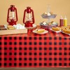 Blue Panda 3 Pack Red and Black Plastic Tablecloth for Kids Buffalo Birthday, Lumberjack Party Decorations, 54 x 108 In - 2 of 4