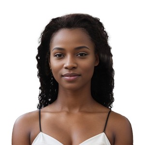 Unique Bargains Women's Medium Wave Curly Long Hair Wig 13x4in 150 Real Human Hair Black 1 Pc - 1 of 4