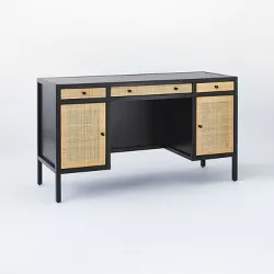 Springville Wood Executive Desk with Drawers Black - Threshold™ designed with Studio McGee