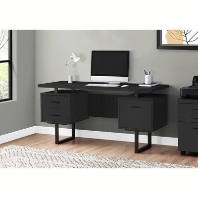 Buy Monarch Specialties Computer Desk With Drawers Contemporary Style Home Office Computer Desk With Metal Legs 60 L Black With Black Hardware Online In Taiwan 82184509